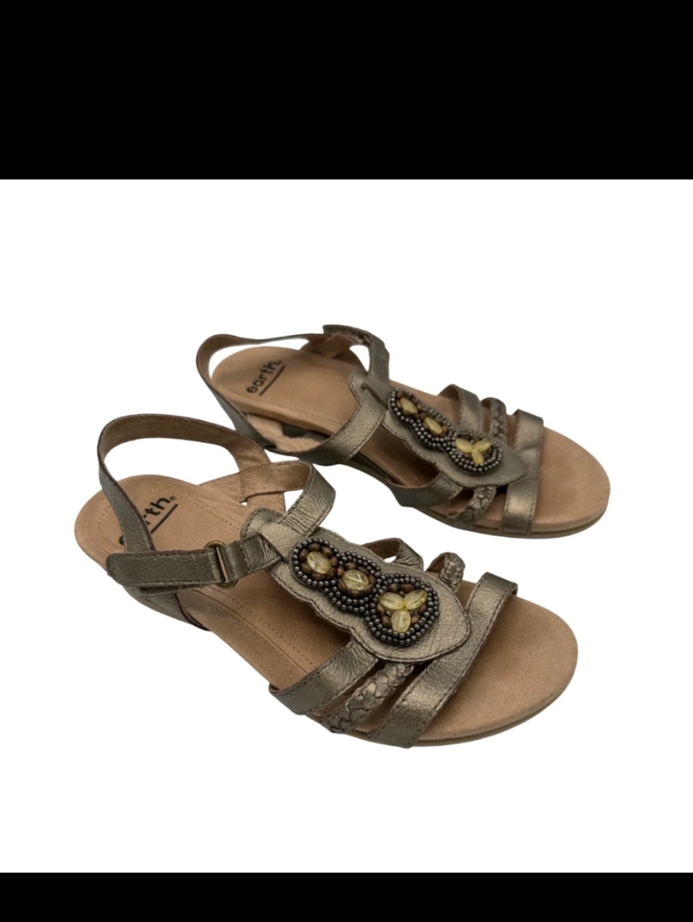 Earth Pisa Falmouth Women's Sandals – Platinum Beaded Leather